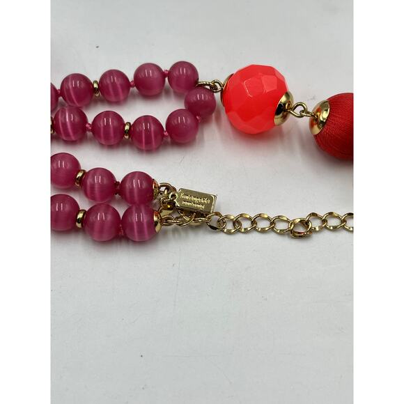 Kate Spade In the swing of things Pink Coral Beaded Tassel Long Necklace - Picture 6 of 9